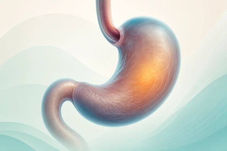 Editorial medical illustration of the stomach.